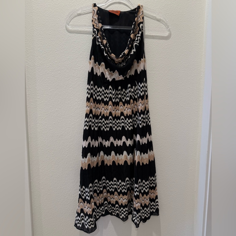 Missoni Vintage Black Knit and Cream Zigzag Dress